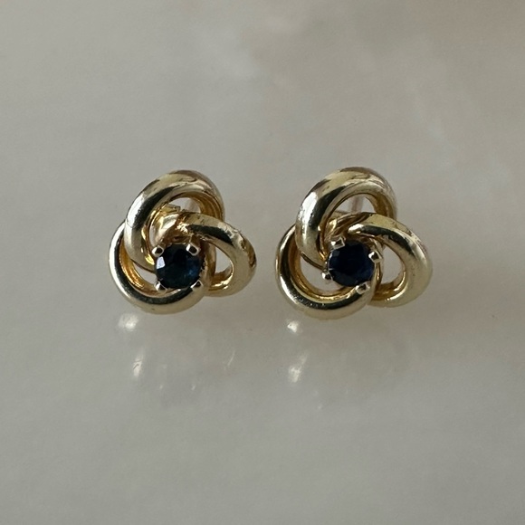 14k Solid Gold Spinel Knot Stud Earrings - Picture 2 of 13